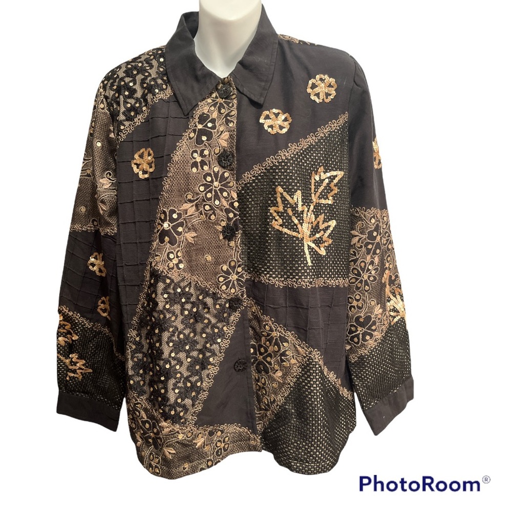 Indigo Moon Jacket size Medium.  Black and gold